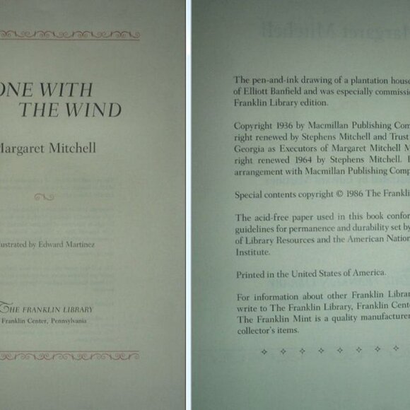 GONE With The WIND by Margaret Mitchell Franklin Library Patrons Edition 1986 - Picture 5 of 9